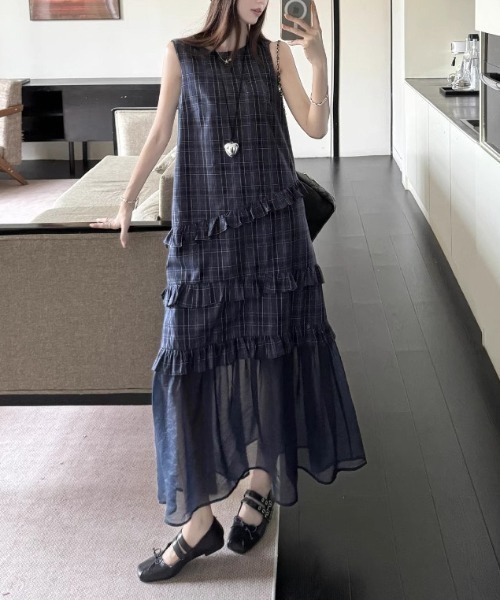 gossip!ロサンゼルス(ゴシップロサンゼルス)の「シアーヘムライン チェックワンピース(ワンピース・レディース・チェック・M/L)」の16枚目の写真