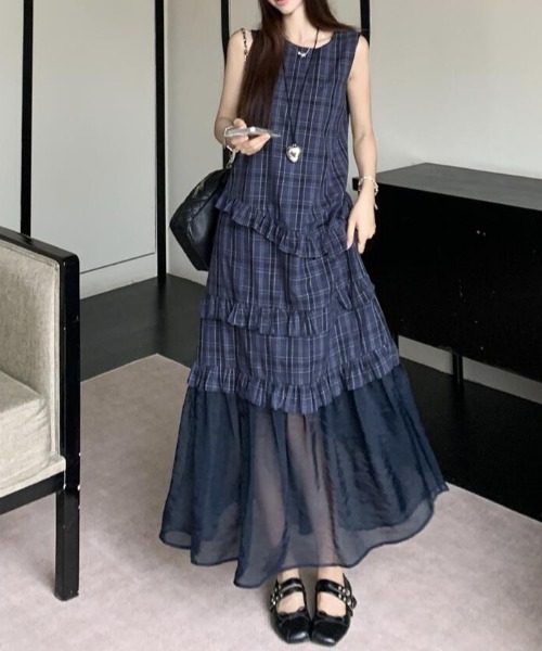 gossip!ロサンゼルス(ゴシップロサンゼルス)の「シアーヘムライン チェックワンピース(ワンピース・レディース・チェック・M/L)」の18枚目の写真