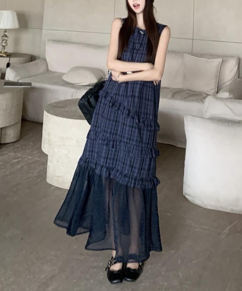 gossip!ロサンゼルス(ゴシップロサンゼルス)の「シアーヘムライン チェックワンピース(ワンピース・レディース・チェック・M/L)」の19枚目の写真