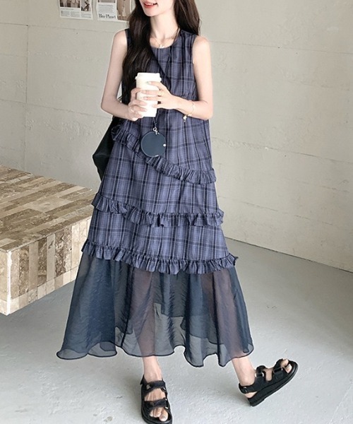 gossip!ロサンゼルス(ゴシップロサンゼルス)の「シアーヘムライン チェックワンピース(ワンピース・レディース・チェック・M/L)」の20枚目の写真