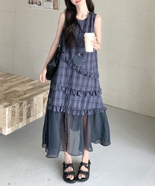 gossip!ロサンゼルス(ゴシップロサンゼルス)の「シアーヘムライン チェックワンピース(ワンピース・レディース・チェック・M/L)」の21枚目の写真