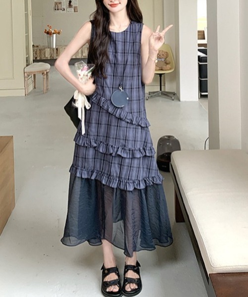 gossip!ロサンゼルス(ゴシップロサンゼルス)の「シアーヘムライン チェックワンピース(ワンピース・レディース・チェック・M/L)」の22枚目の写真