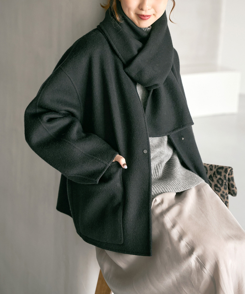 追加》ビーバーストール付きセットコート（ノーカラーコート）｜Spick