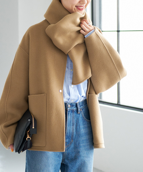 スピックスパン　ビーバーストール付きセットコート　36 ノーカラー 追加》ビーバーストール付きセットコート（ノーカラーコート）｜Spick