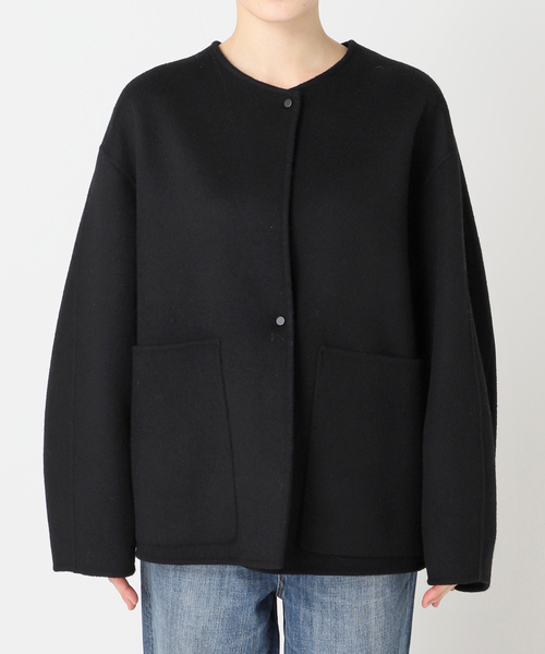 Spick & Span（スピックアンドスパン）の「《追加》ビーバーストール付きセットコート（ノーカラーコート・レディース・ブラック/ベージュ/キャメル・38/36）」の4枚目の写真