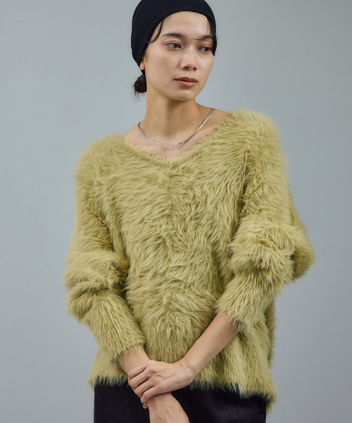 セール】【WEB限定】ウォッシャブル前後2WAYシャギーニットプル