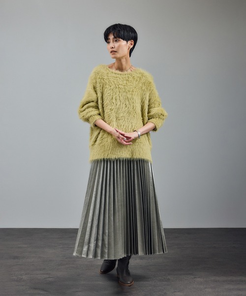 SALON adam et rope'(サロン アダム エ ロペ)の「【WEB限定】ウォッシャブル前後2WAYシャギーニットプルオーバー(ニット/セーター・レディース・チャコールグレー/ライトグレー/ベージュ系その他/イエロー系その他・FREE)」の6枚目の写真