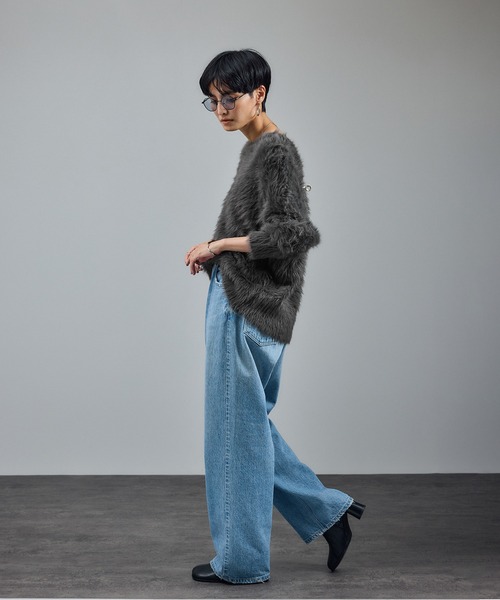 SALON adam et rope'(サロン アダム エ ロペ)の「【WEB限定】ウォッシャブル前後2WAYシャギーニットプルオーバー(ニット/セーター・レディース・チャコールグレー/ライトグレー/ベージュ系その他/イエロー系その他・FREE)」の7枚目の写真