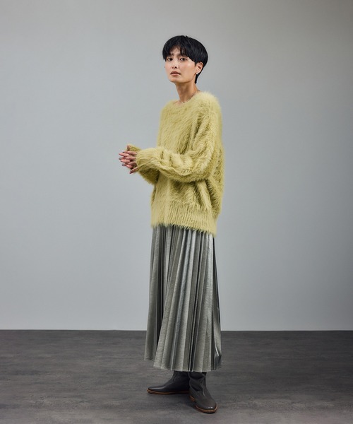 SALON adam et rope'(サロン アダム エ ロペ)の「【WEB限定】ウォッシャブル前後2WAYシャギーニットプルオーバー(ニット/セーター・レディース・チャコールグレー/ライトグレー/ベージュ系その他/イエロー系その他・FREE)」の12枚目の写真