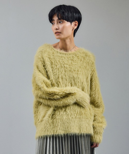 SALON adam et rope'(サロン アダム エ ロペ)の「【WEB限定】ウォッシャブル前後2WAYシャギーニットプルオーバー(ニット/セーター・レディース・チャコールグレー/ライトグレー/ベージュ系その他/イエロー系その他・FREE)」の13枚目の写真