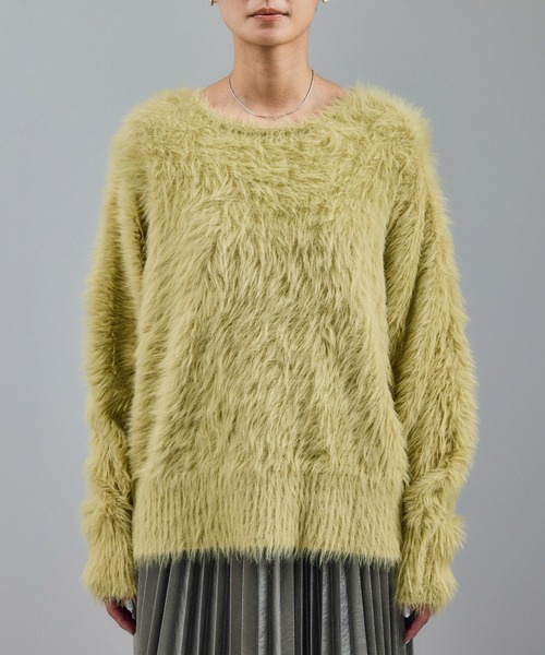 SALON adam et rope'(サロン アダム エ ロペ)の「【WEB限定】ウォッシャブル前後2WAYシャギーニットプルオーバー(ニット/セーター・レディース・チャコールグレー/ライトグレー/ベージュ系その他/イエロー系その他・FREE)」の15枚目の写真