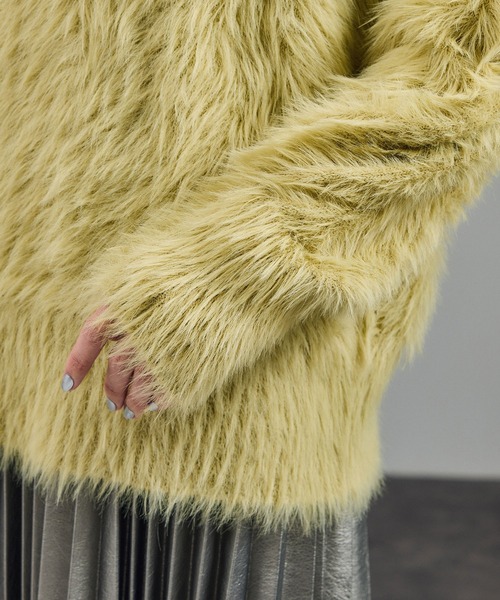 SALON adam et rope'(サロン アダム エ ロペ)の「【WEB限定】ウォッシャブル前後2WAYシャギーニットプルオーバー(ニット/セーター・レディース・チャコールグレー/ライトグレー/ベージュ系その他/イエロー系その他・FREE)」の19枚目の写真