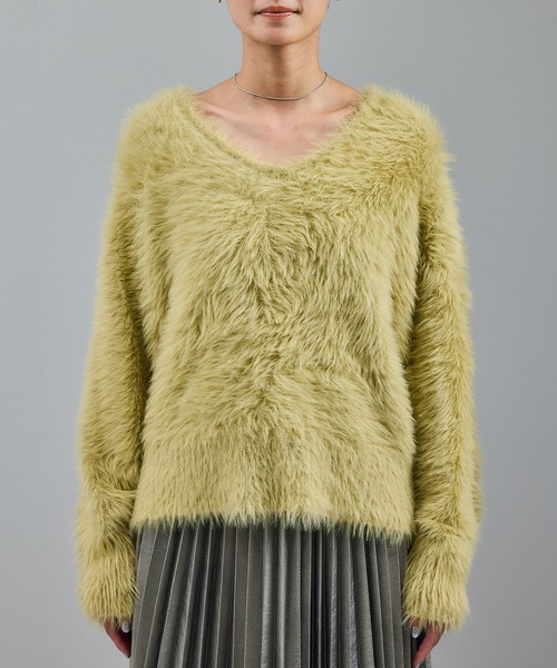 SALON adam et rope'(サロン アダム エ ロペ)の「【WEB限定】ウォッシャブル前後2WAYシャギーニットプルオーバー(ニット/セーター・レディース・チャコールグレー/ライトグレー/ベージュ系その他/イエロー系その他・FREE)」の21枚目の写真