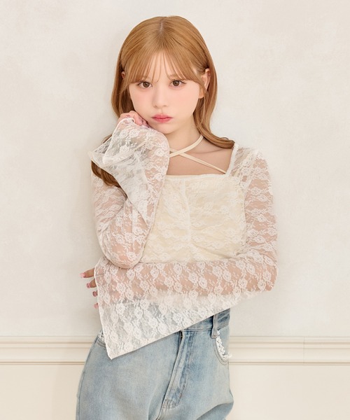 フレアスリーブレーストップス（Tシャツ/カットソー）｜apres jour