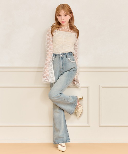 フレアスリーブレーストップス（Tシャツ/カットソー）｜apres jour