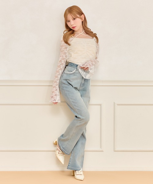 フレアスリーブレーストップス（Tシャツ/カットソー）｜apres jour