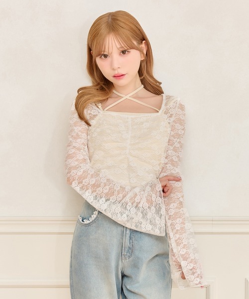 apres jour(アプレジュール)の「フレアスリーブレーストップス(Tシャツ/カットソー・レディース・オフホワイト/ブラック/ボルドー・フリー/X-LARGE)」の5枚目の写真