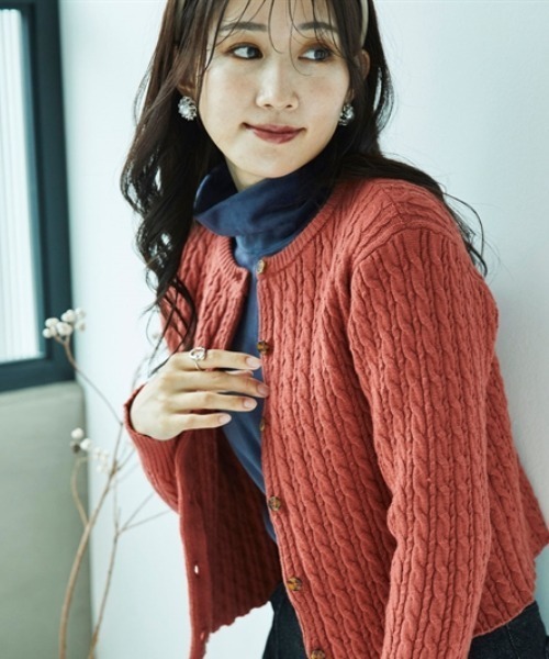 Petitjo（プッチージョ）の「小さいサイズ　ケーブルカーディガン　低身長さん・小柄女性（カーディガン/ボレロ・レディース・グレー/ピンク/スカイブルー/ベージュ・PL/PM/PS/PSS）」の4枚目の写真