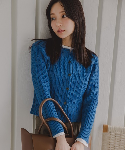 Petitjo（プッチージョ）の「小さいサイズ　ケーブルカーディガン　低身長さん・小柄女性（カーディガン/ボレロ・レディース・グレー/ピンク/スカイブルー/ベージュ・PL/PM/PS/PSS）」の3枚目の写真