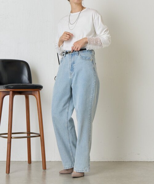 Jena espace merveilleux（ジェナ　エスパスメルヴェイユ）の「【ニットのインナーにも◎】袖口レースカットソー（Tシャツ/カットソー・レディース・オフホワイト/ブラック・FREE）」の7枚目の写真