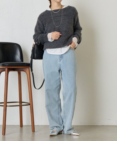 Jena espace merveilleux（ジェナ　エスパスメルヴェイユ）の「【ニットのインナーにも◎】袖口レースカットソー（Tシャツ/カットソー・レディース・オフホワイト/ブラック・FREE）」の11枚目の写真