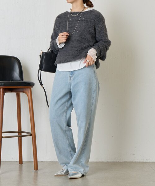 Jena espace merveilleux（ジェナ　エスパスメルヴェイユ）の「【ニットのインナーにも◎】袖口レースカットソー（Tシャツ/カットソー・レディース・オフホワイト/ブラック・FREE）」の12枚目の写真