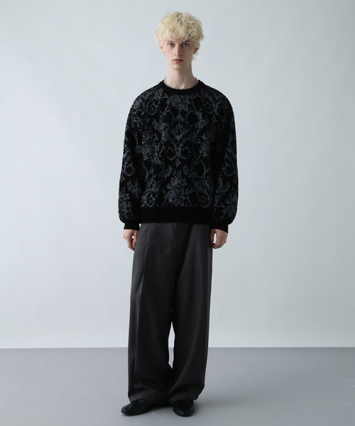 マーカスらりルファー　ニット　ボーダー HARE ニット セーター モールダマスクガラニットプルオーバー