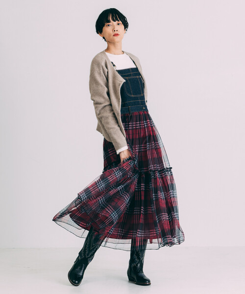 Freada(フリーダ)の「Freada/フリーダ チュール ドッキング サロペット ドレス(ワンピース・レディース・ブラック/ブルー・ONE SIZE)」の2枚目の写真