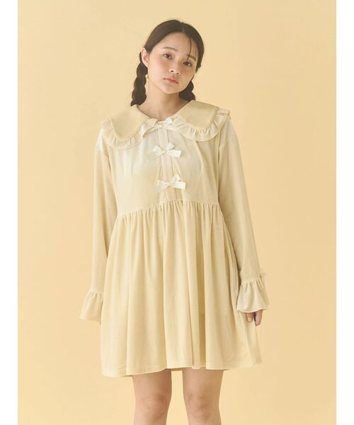 セール】ベロアリボンミニワンピース（ワンピース）｜merry jenny