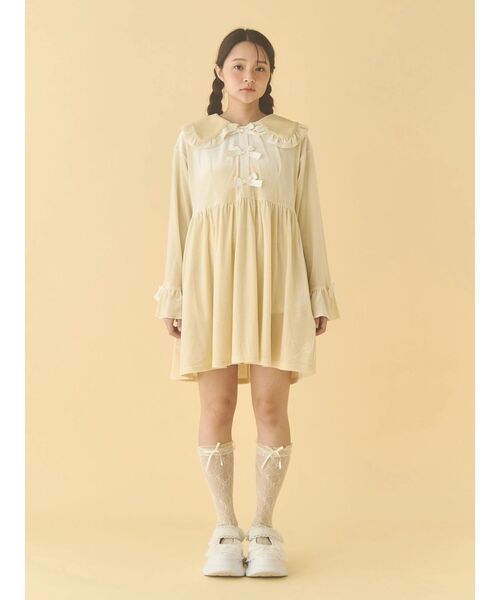 セール】ベロアリボンミニワンピース（ワンピース）｜merry jenny