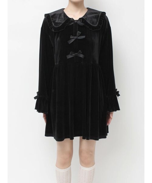 merry jenny（メリージェニー）の「ベロアリボンミニワンピース（ワンピース・レディース・アイボリー/ブラック・FREE）」の3枚目の写真