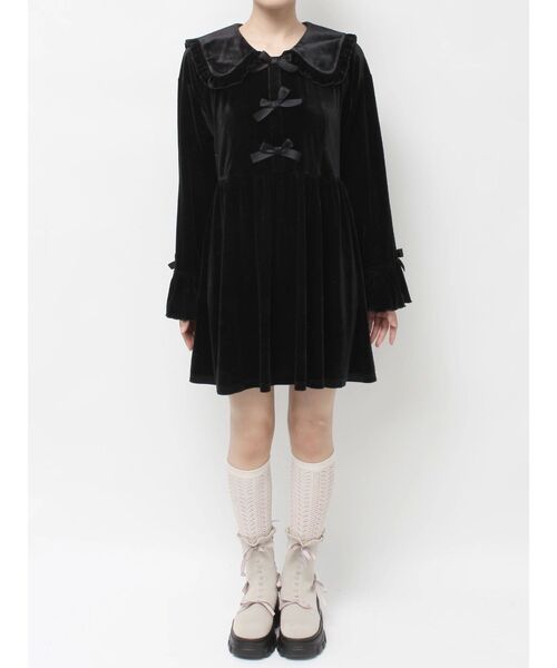 merry jenny（メリージェニー）の「ベロアリボンミニワンピース（ワンピース・レディース・アイボリー/ブラック・FREE）」の11枚目の写真