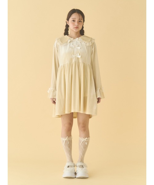 セール】ベロアリボンミニワンピース（ワンピース）｜merry jenny