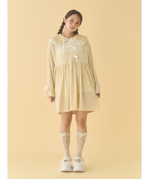 セール】ベロアリボンミニワンピース（ワンピース）｜merry jenny
