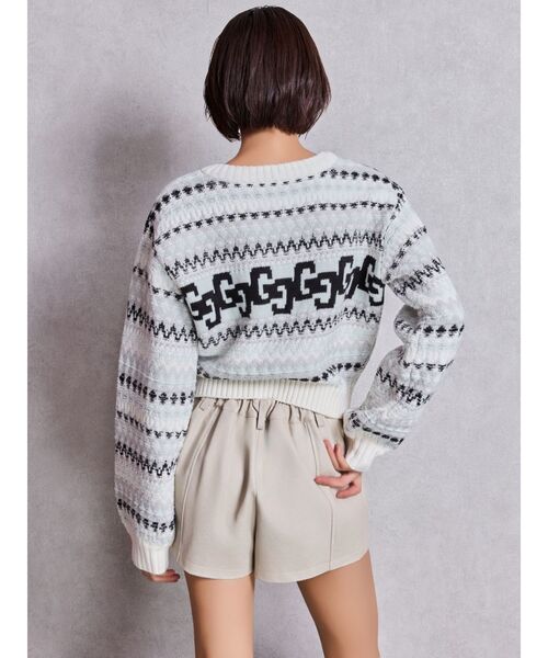 GYDA（ジェイダ）の「GG NORDICショートニットトップス（ニット/セーター・レディース・オフホワイト/ブラック・FREE）」の4枚目の写真