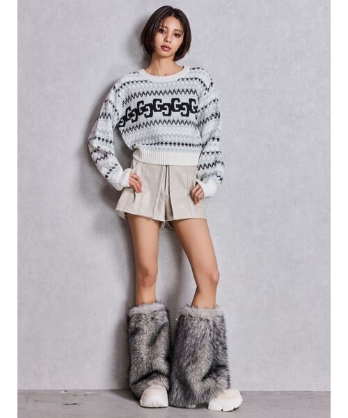 GYDA（ジェイダ）の「GG NORDICショートニットトップス（ニット/セーター・レディース・オフホワイト/ブラック・FREE）」の5枚目の写真