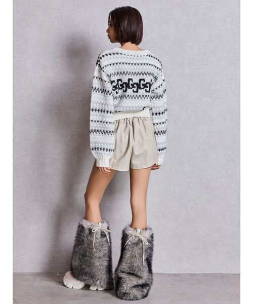 GYDA（ジェイダ）の「GG NORDICショートニットトップス（ニット/セーター・レディース・オフホワイト/ブラック・FREE）」の6枚目の写真