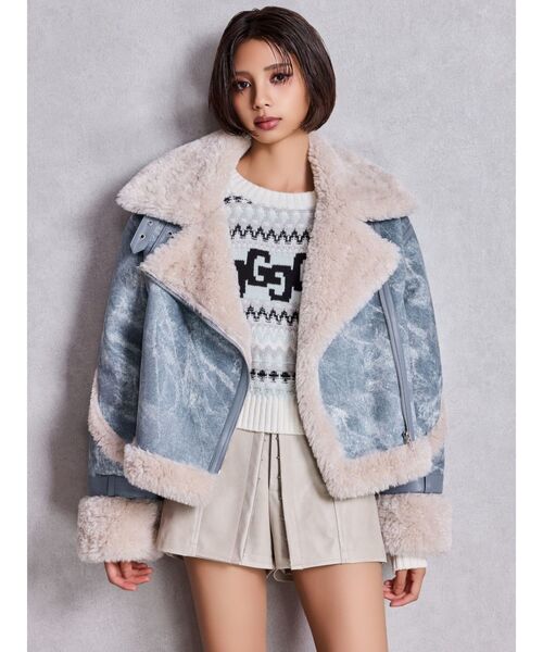 GYDA（ジェイダ）の「GG NORDICショートニットトップス（ニット/セーター・レディース・オフホワイト/ブラック・FREE）」の7枚目の写真