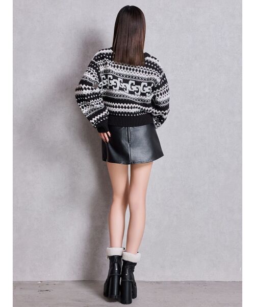 GYDA（ジェイダ）の「GG NORDICショートニットトップス（ニット/セーター・レディース・オフホワイト/ブラック・FREE）」の12枚目の写真