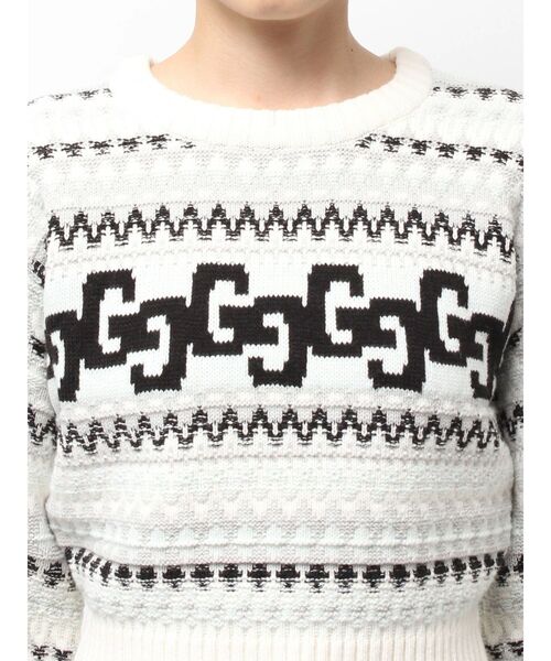 GYDA（ジェイダ）の「GG NORDICショートニットトップス（ニット/セーター・レディース・オフホワイト/ブラック・FREE）」の16枚目の写真