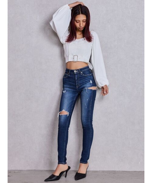 GYDA（ジェイダ）の「bijouバックルlong sleeveブラウス（シャツ/ブラウス・レディース・オフホワイト/ブラック・FREE）」の8枚目の写真