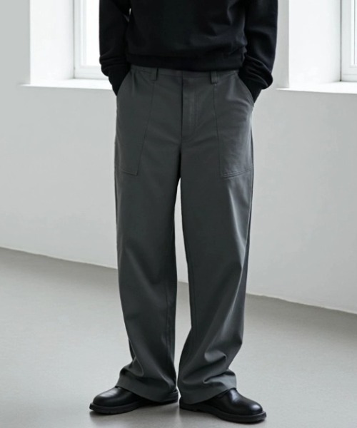 Lazar（ラザル）の「Twill Baker Pants/ワイドシルエット ツイル ベイカーパンツ/イージーパンツ（その他パンツ・メンズ・ブラック/チャコールグレー/ブラウン/ベージュ・マルチサイズ）」の3枚目の写真