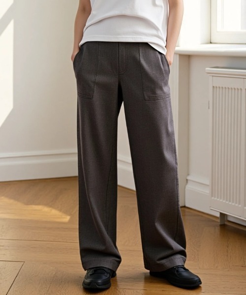 Lazar（ラザル）の「Twill Baker Pants/ワイドシルエット ツイル ベイカーパンツ/イージーパンツ（その他パンツ・メンズ・ブラック/チャコールグレー/ブラウン/ベージュ・マルチサイズ）」の6枚目の写真