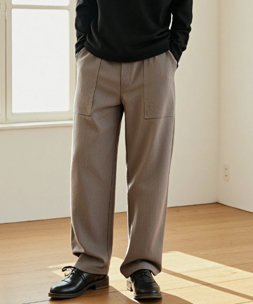 Lazar（ラザル）の「Twill Baker Pants/ワイドシルエット ツイル ベイカーパンツ/イージーパンツ（その他パンツ・メンズ・ブラック/チャコールグレー/ブラウン/ベージュ・マルチサイズ）」の5枚目の写真