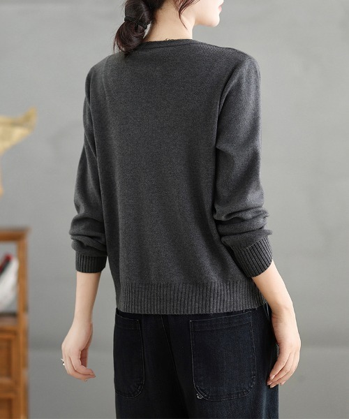 ONEP STAR(ワンピスター)の「ダブルジップラウンドネックニットカーディガン(カーディガン/ボレロ・レディース・ダークグレー/ブラック・FREE)」の9枚目の写真