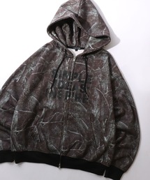 SITRY | Patterned All Over Print Sweat Zip Hoodie/総柄プリント オーバーサイズ  ショート丈 ダブルジップ 裏起毛 スウェット フルジップパーカー フーディー パーカー スウェット レディース メンズ(パーカー)