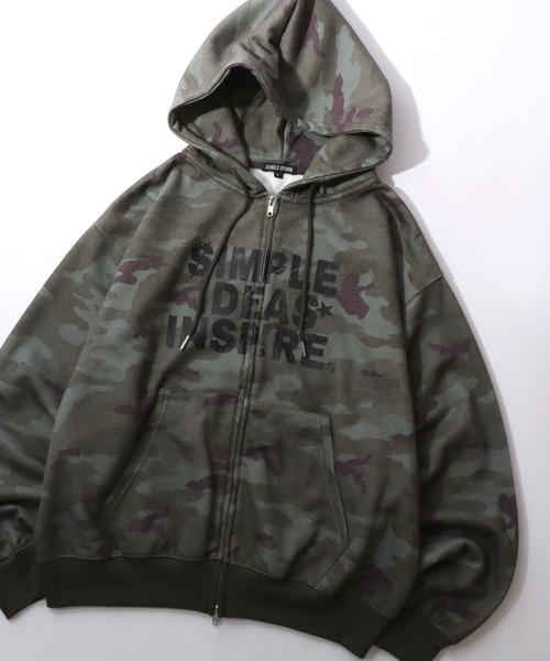 SITRY（シトリー）の「Patterned All Over Print Sweat Zip Hoodie/総柄プリント オーバーサイズ  ショート丈 ダブルジップ 裏起毛 スウェット フルジップパーカー フーディー パーカー スウェット レディース メンズ（パーカー・メンズ・ブラック系その他/グリーン系その他/ピンク系その他/グレー系その他・L/M）」の3枚目の写真