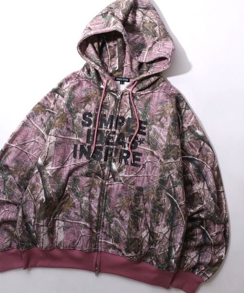 セール】Patterned All Over Print Sweat Zip Hoodie/総柄プリント