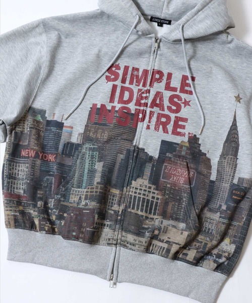 SITRY（シトリー）の「Patterned All Over Print Sweat Zip Hoodie/総柄プリント オーバーサイズ  ショート丈 ダブルジップ 裏起毛 スウェット フルジップパーカー フーディー パーカー スウェット レディース メンズ（パーカー・メンズ・ブラック系その他/グリーン系その他/ピンク系その他/グレー系その他・L/M）」の14枚目の写真