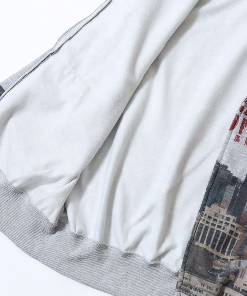 SITRY（シトリー）の「Patterned All Over Print Sweat Zip Hoodie/総柄プリント オーバーサイズ  ショート丈 ダブルジップ 裏起毛 スウェット フルジップパーカー フーディー パーカー スウェット レディース メンズ（パーカー・メンズ・ブラック系その他/グリーン系その他/ピンク系その他/グレー系その他・L/M）」の10枚目の写真